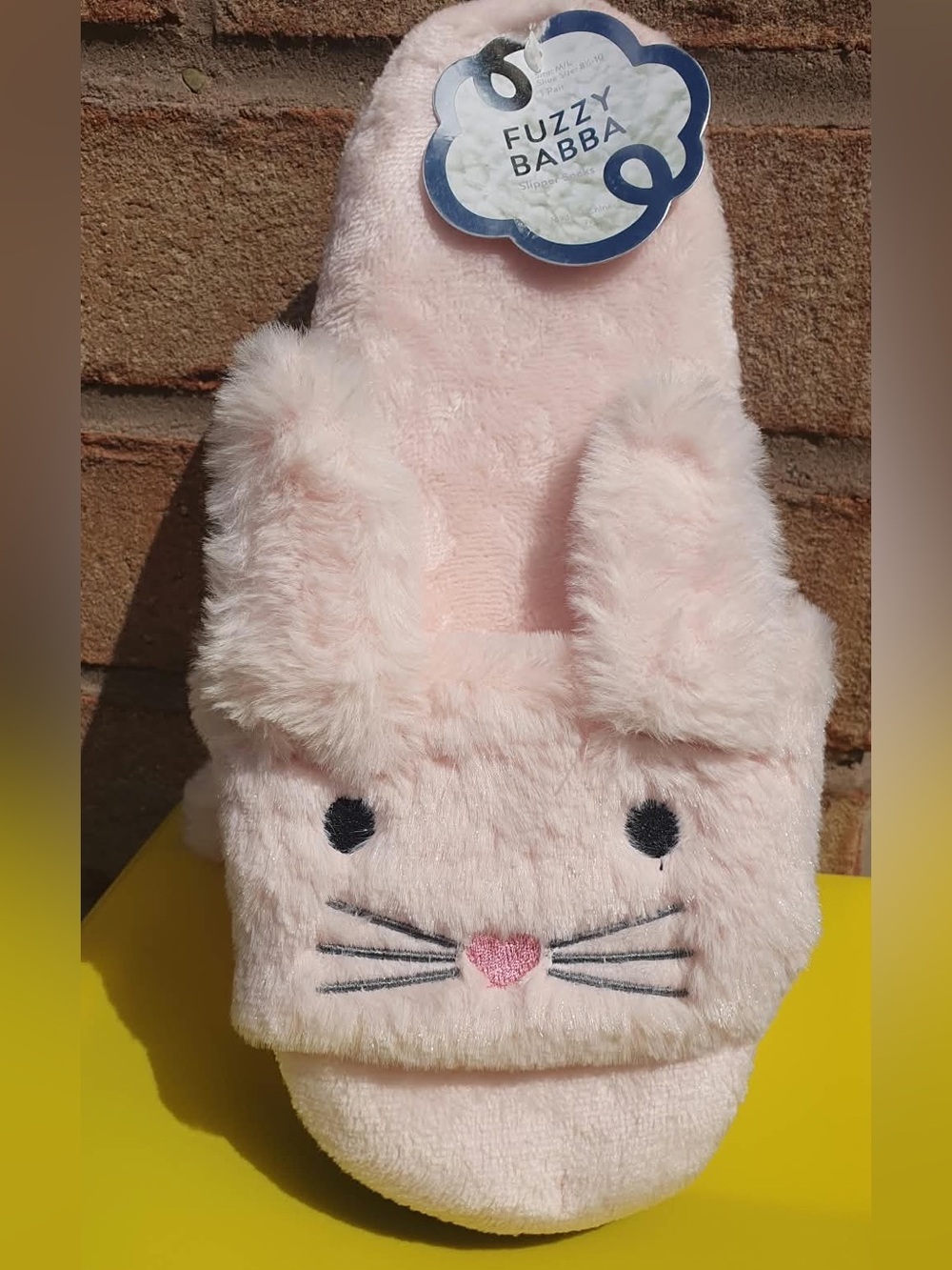 🐰 NEW Baby Pink Bunny Plush Slip-On Slippers